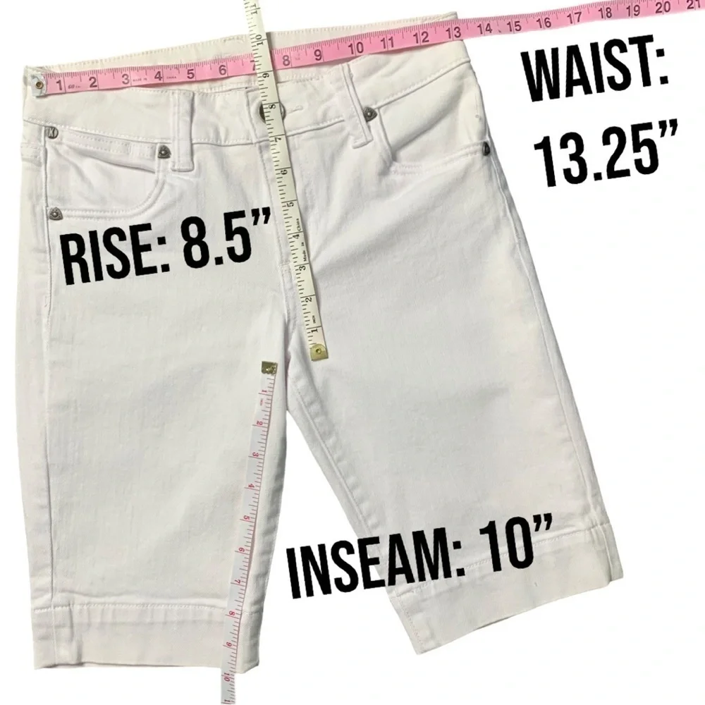 Kut from the Kloth Natalie Mid Rise Bermuda Denim Shorts White Size 0 - Picture 11 of 16